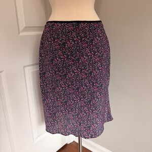 Y2K BLACK AND PINK VINTAGE STUDIO FLORAL MIDI SKIRT